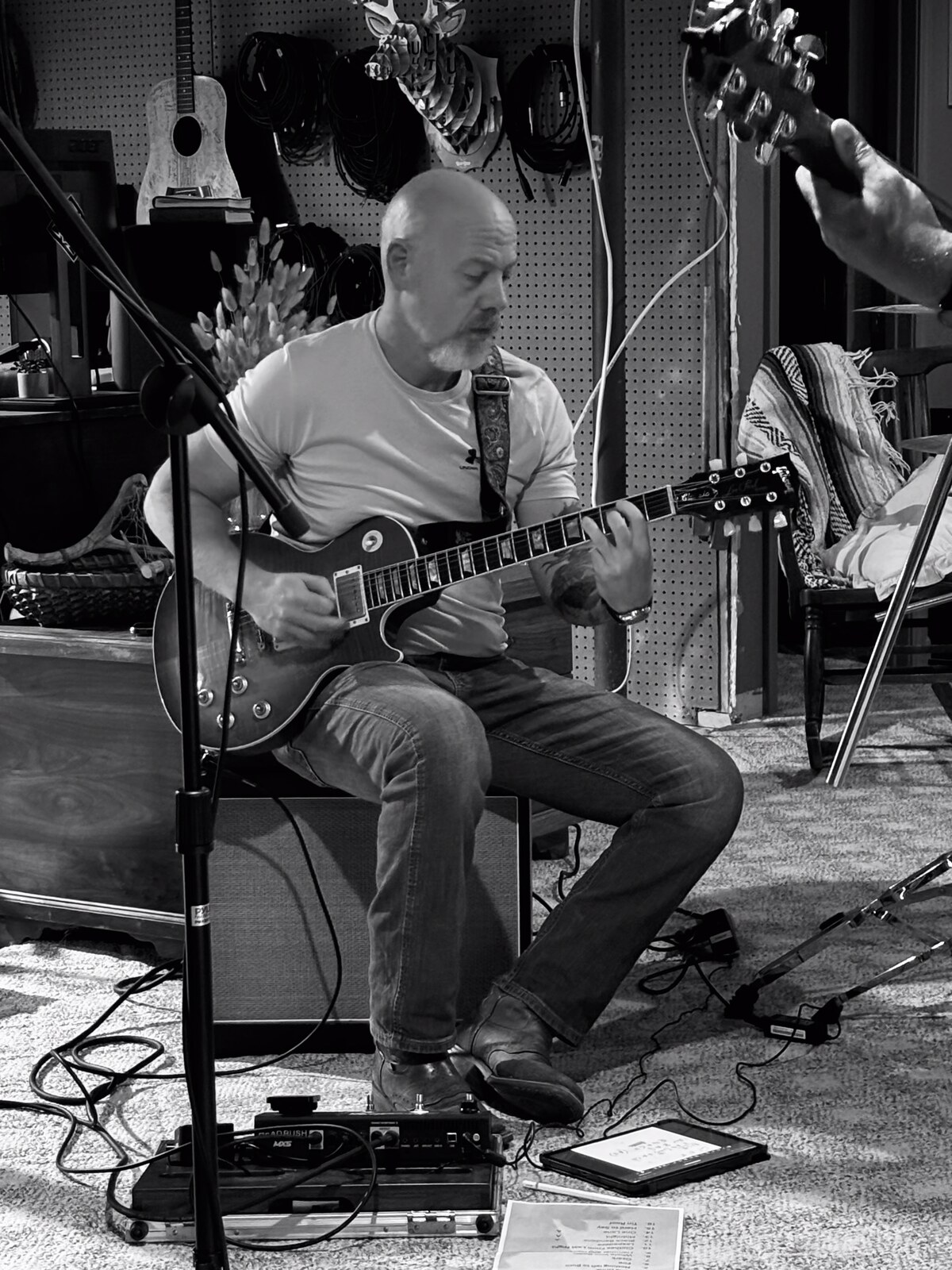 Bryant Carter Band — guitarist with Les Paul, B&W studio shot