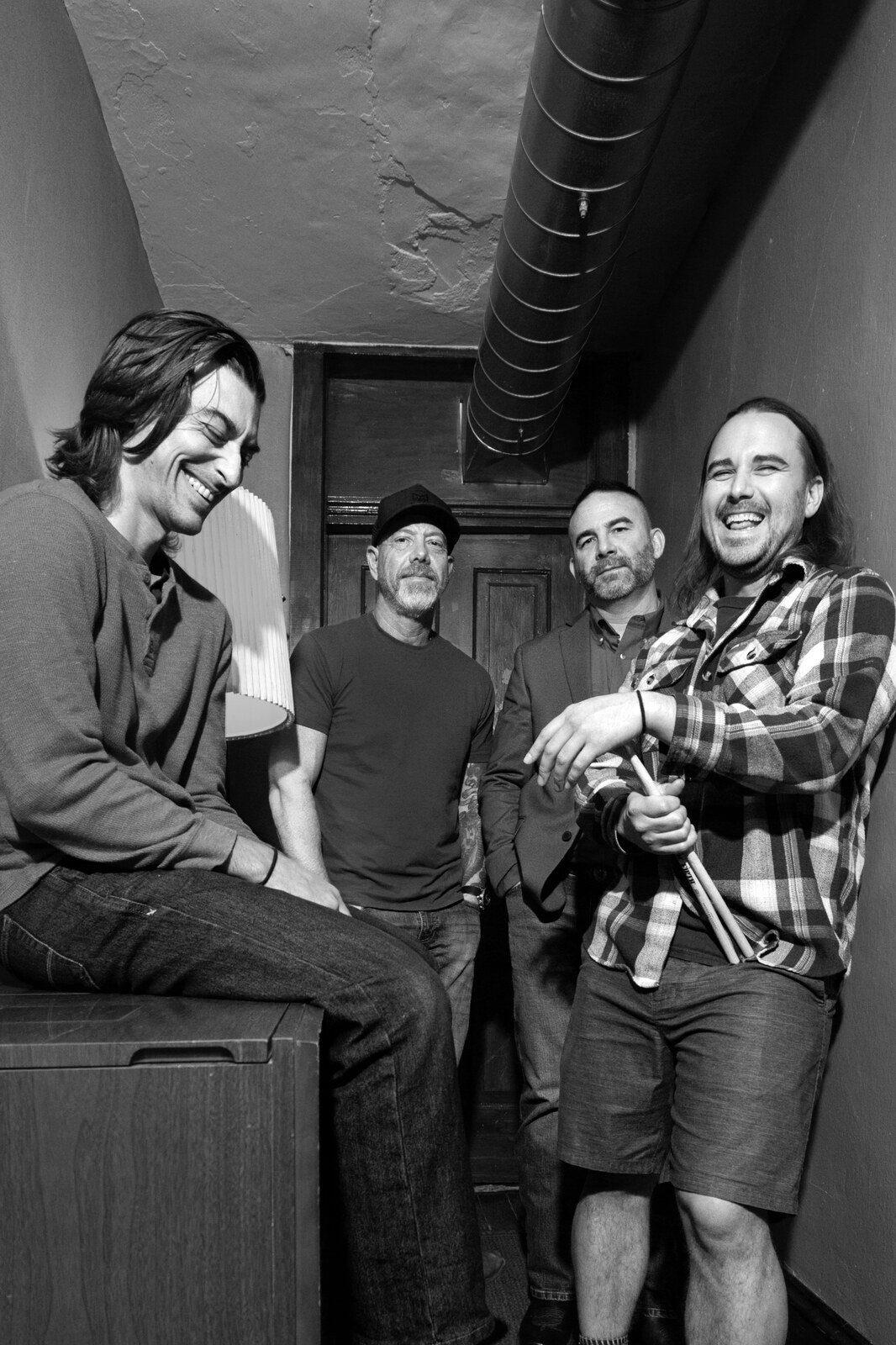 The Bryant Carter Band — black and white stairwell portrait